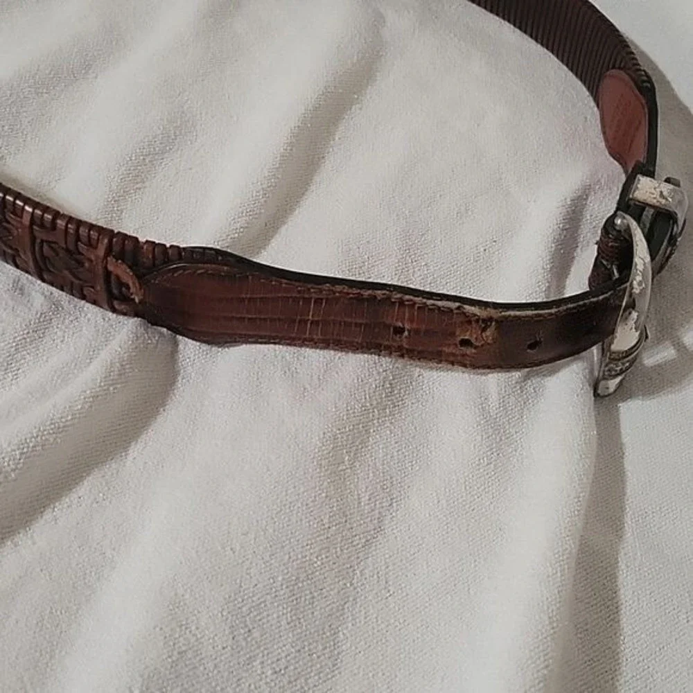 Rustic Brown Mens Braided Stretchy Full Grain Leather‎ Cowboy Dress Belt 36